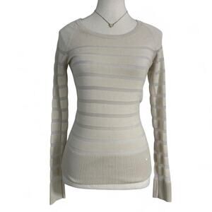 Nike Vintage Cream White Sweater Long Sleeve Striped Top Nike Golf Pro Size XS